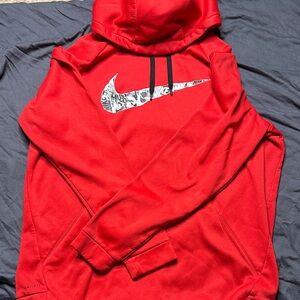 Nike Men's Vibrant Red Hoodie with Graphic Swoosh